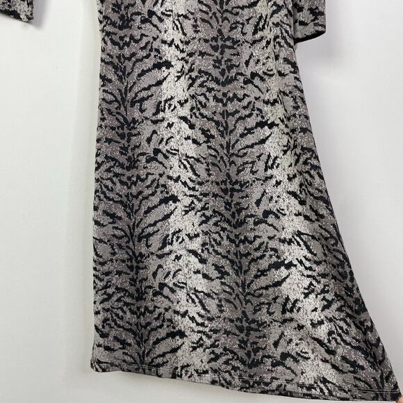 Zara Tiger Animal Print Knit Long Sleeve Crewneck Belted Midi Dress Medium - Picture 8 of 10